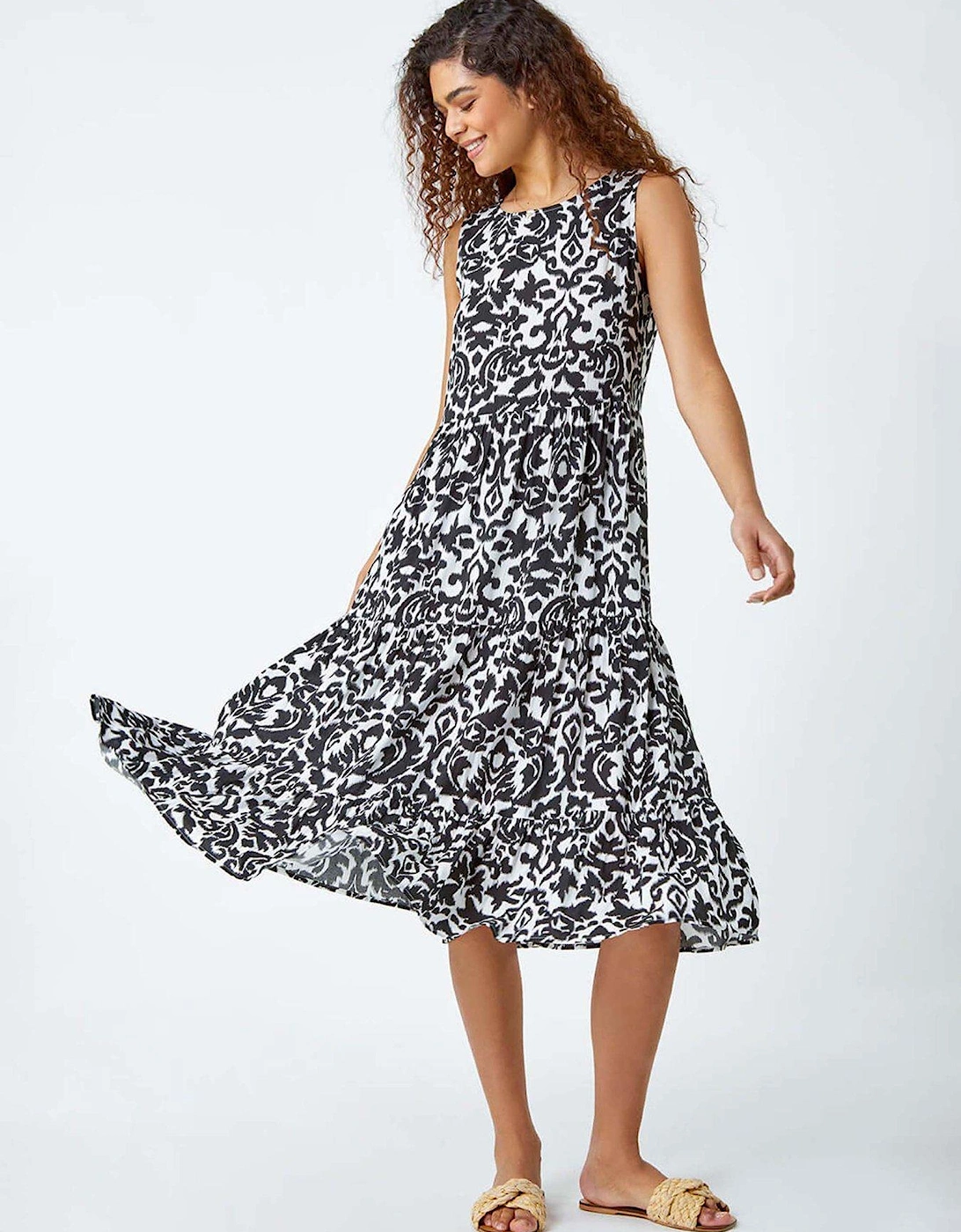 Baroque Tiered Smock Midi Dress, 2 of 1