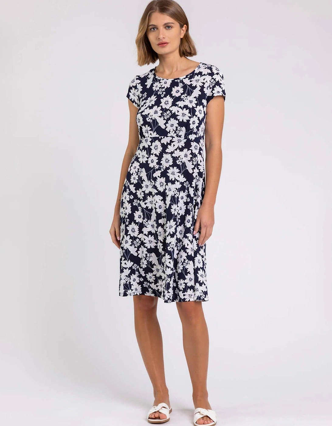 Floral Print Stretch Jersey Tea Dress, 2 of 1