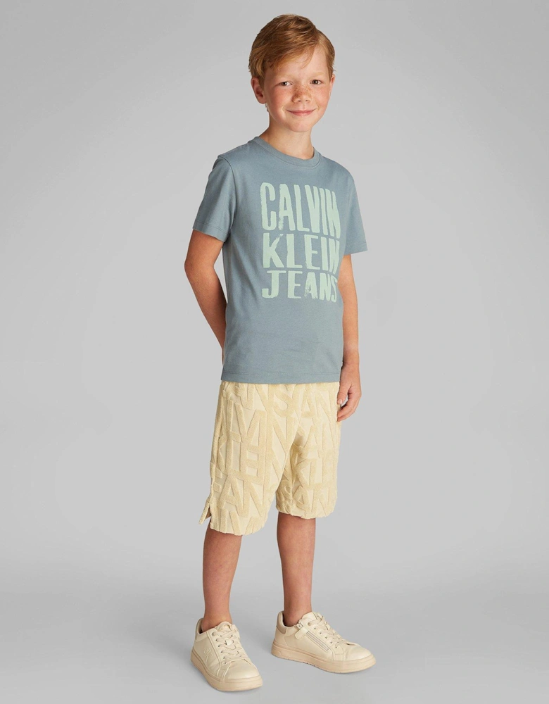 Boys Slogan Graphic CKJ Short Sleeve T-Shirt - Green