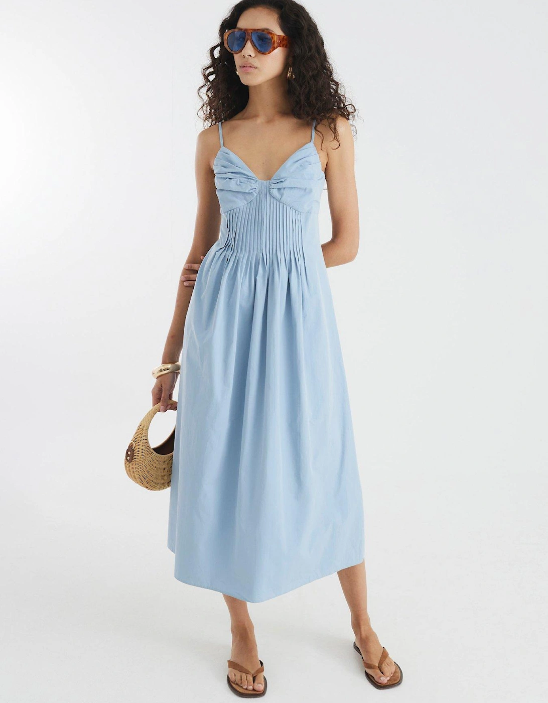 Strappy Waisted Midi Sun Dress - Blue, 2 of 1
