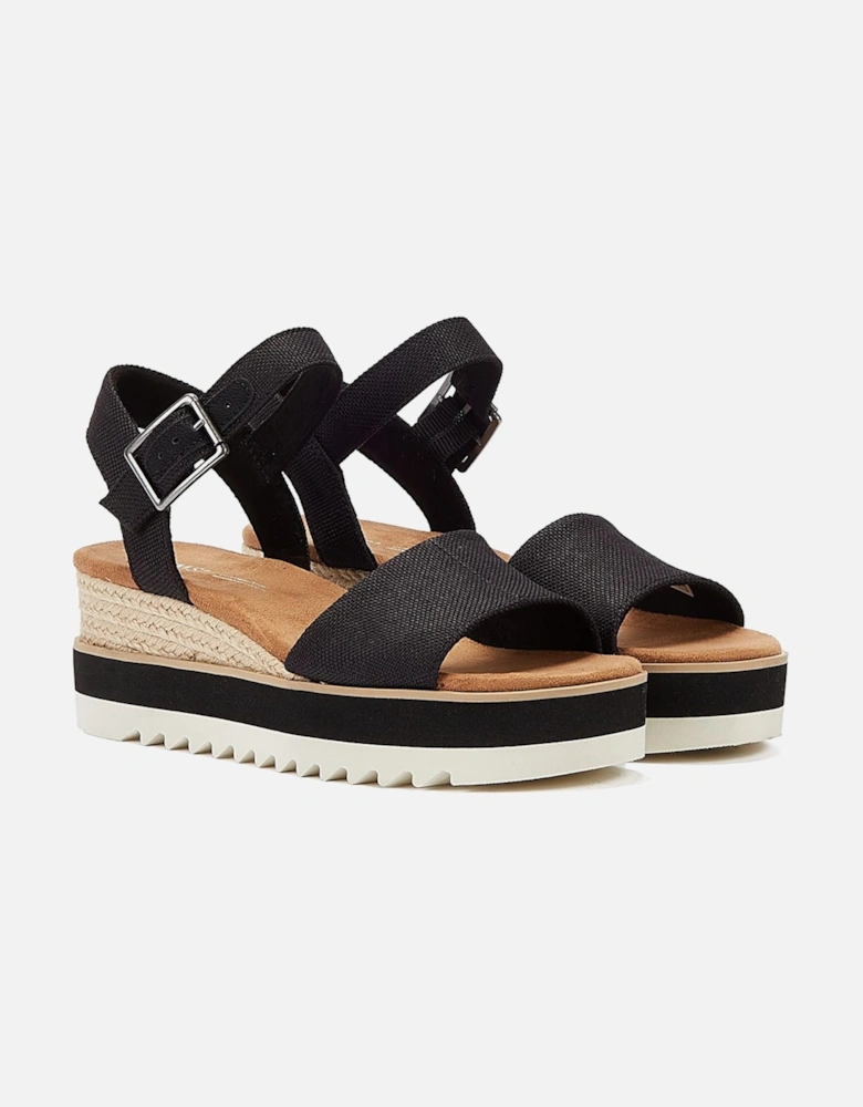 Diana Canvas Wedge Women's Black Sandals