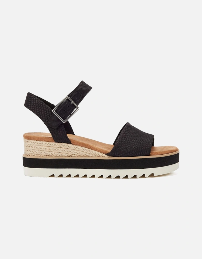 Diana Canvas Wedge Women's Black Sandals