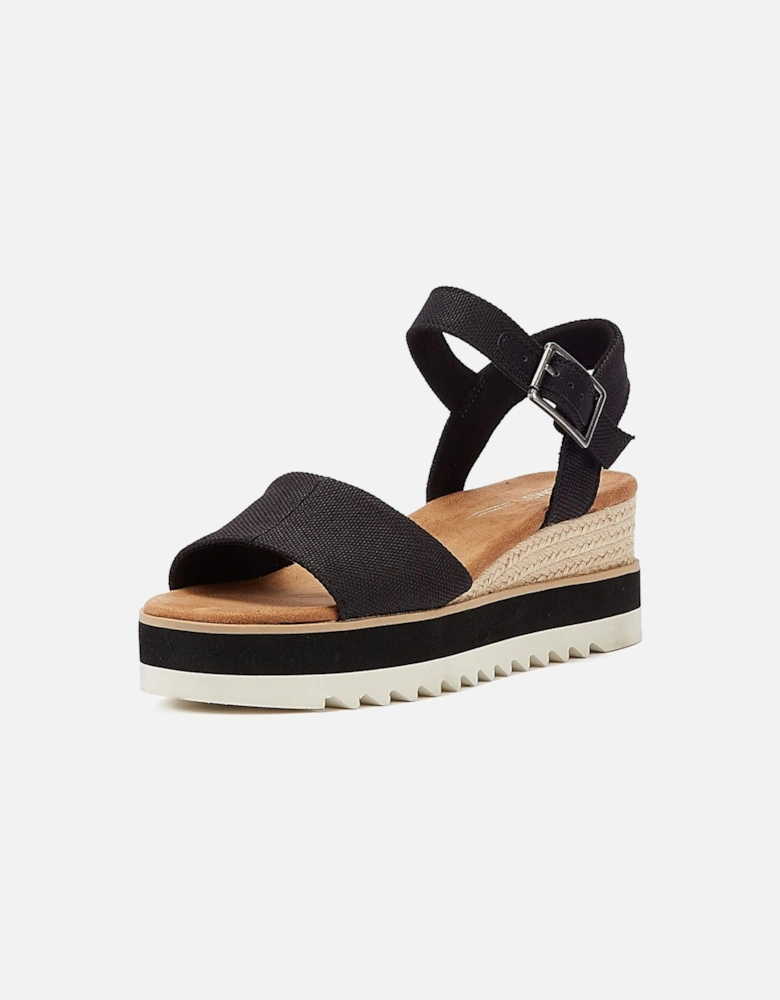 Diana Canvas Wedge Women's Black Sandals