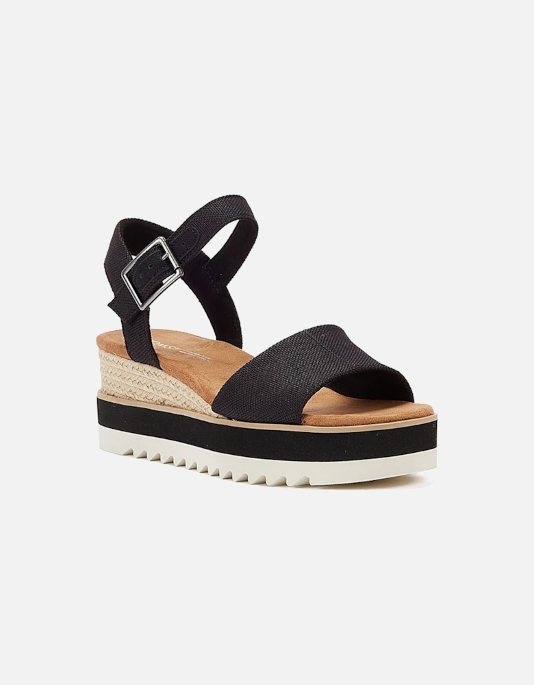 Diana Canvas Wedge Women's Black Sandals