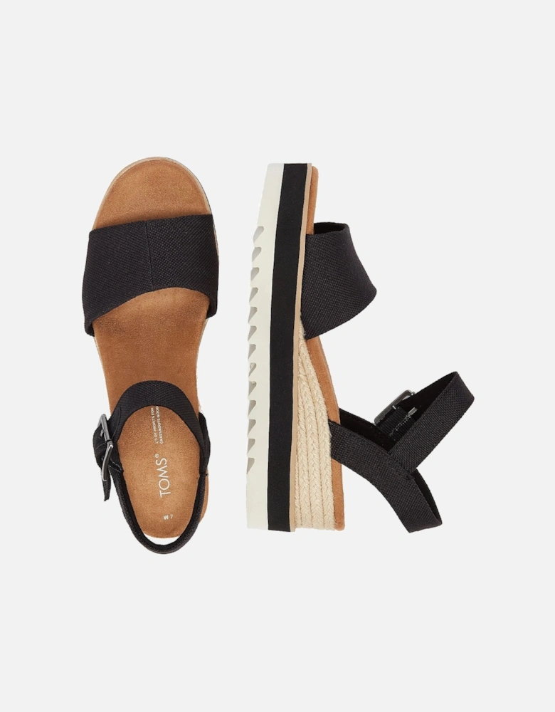 Diana Canvas Wedge Women's Black Sandals