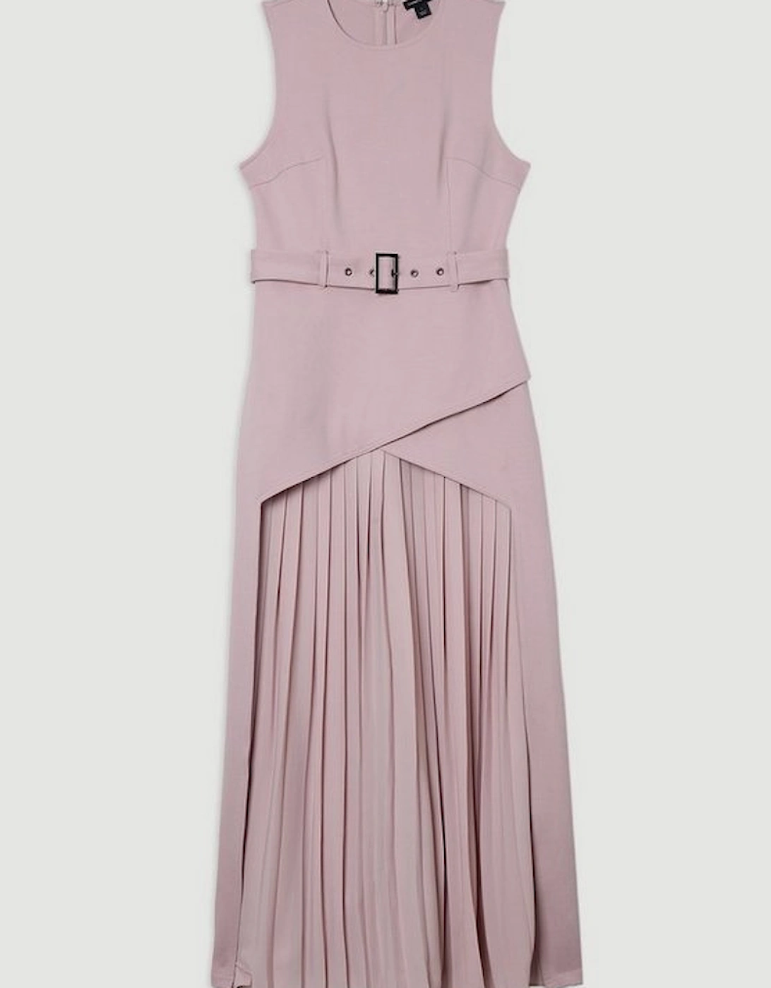Ponte And Georgette Jersey Pleated Maxi Dress