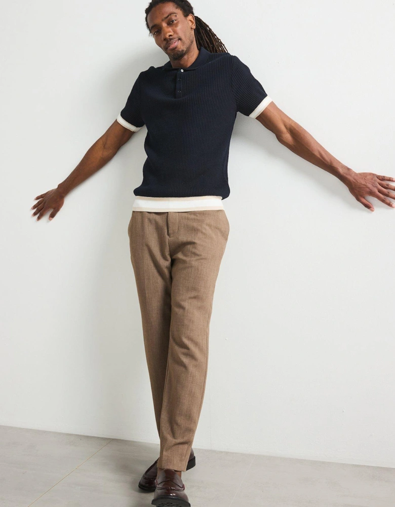 Knitted Tipped Polo Shirt - Navy