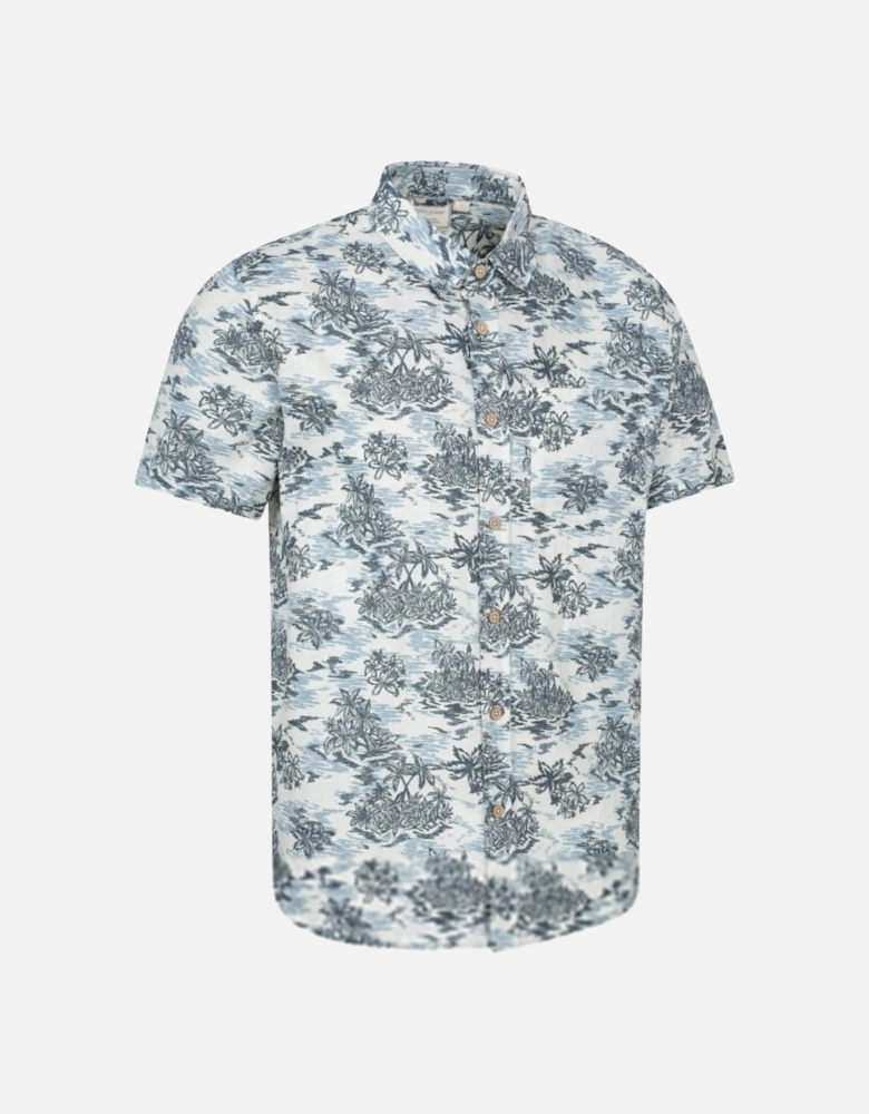 Mens Tropical Printed Short-Sleeved Shirt