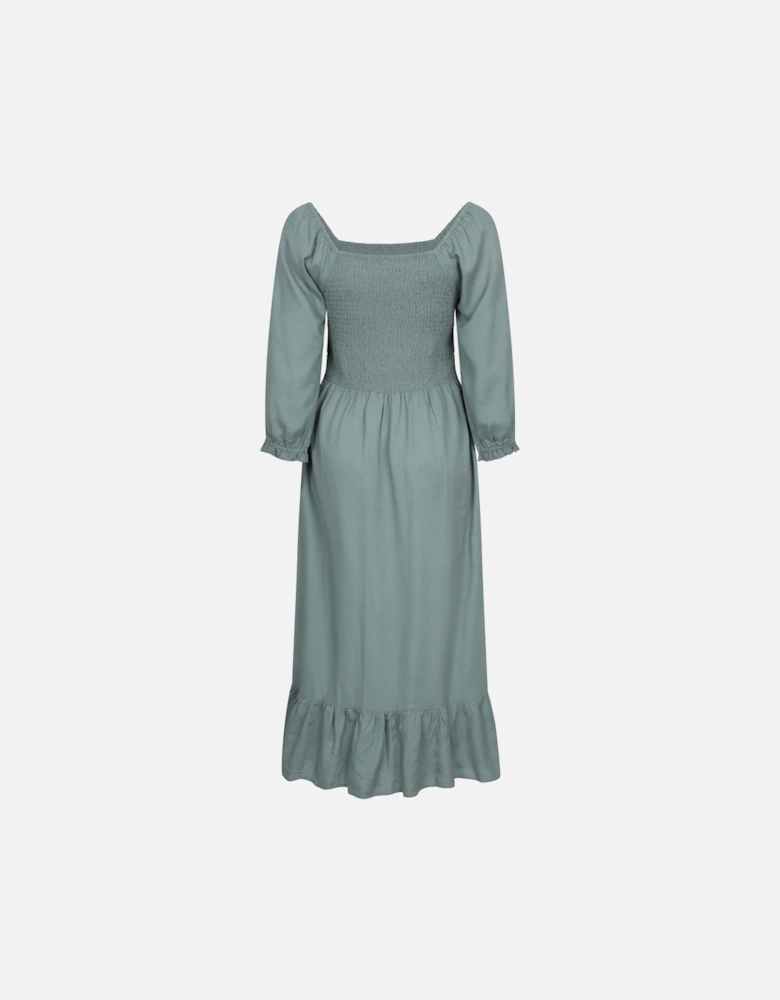 Womens/Ladies Cadiz Shirred Long-Sleeved Midi Dress