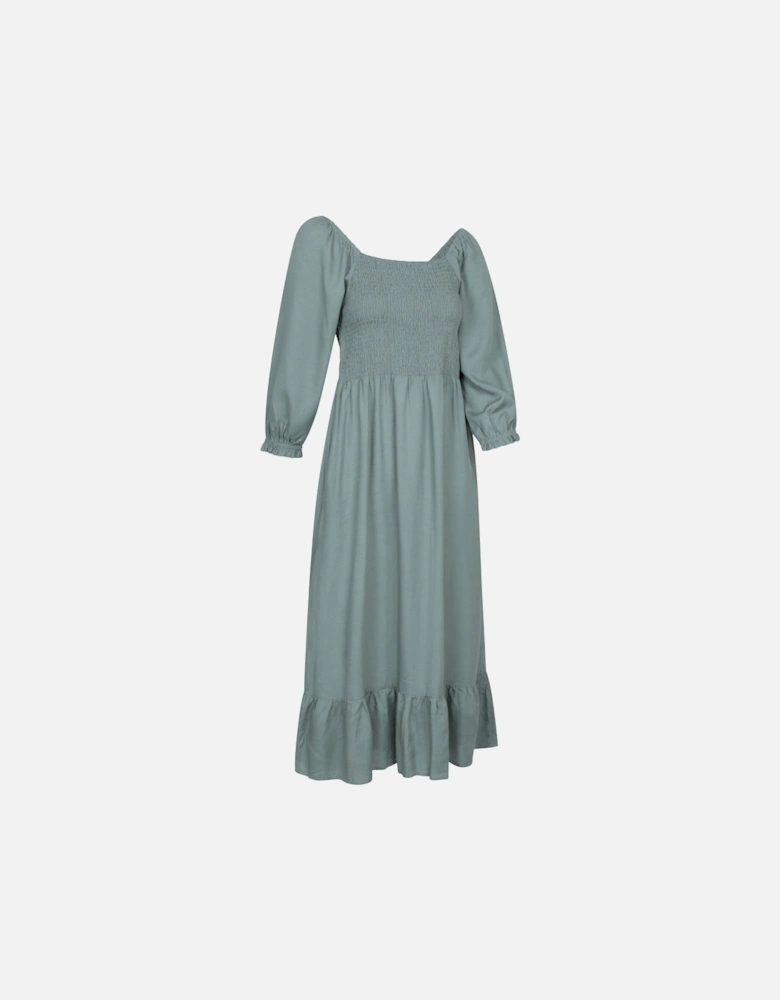 Womens/Ladies Cadiz Shirred Long-Sleeved Midi Dress