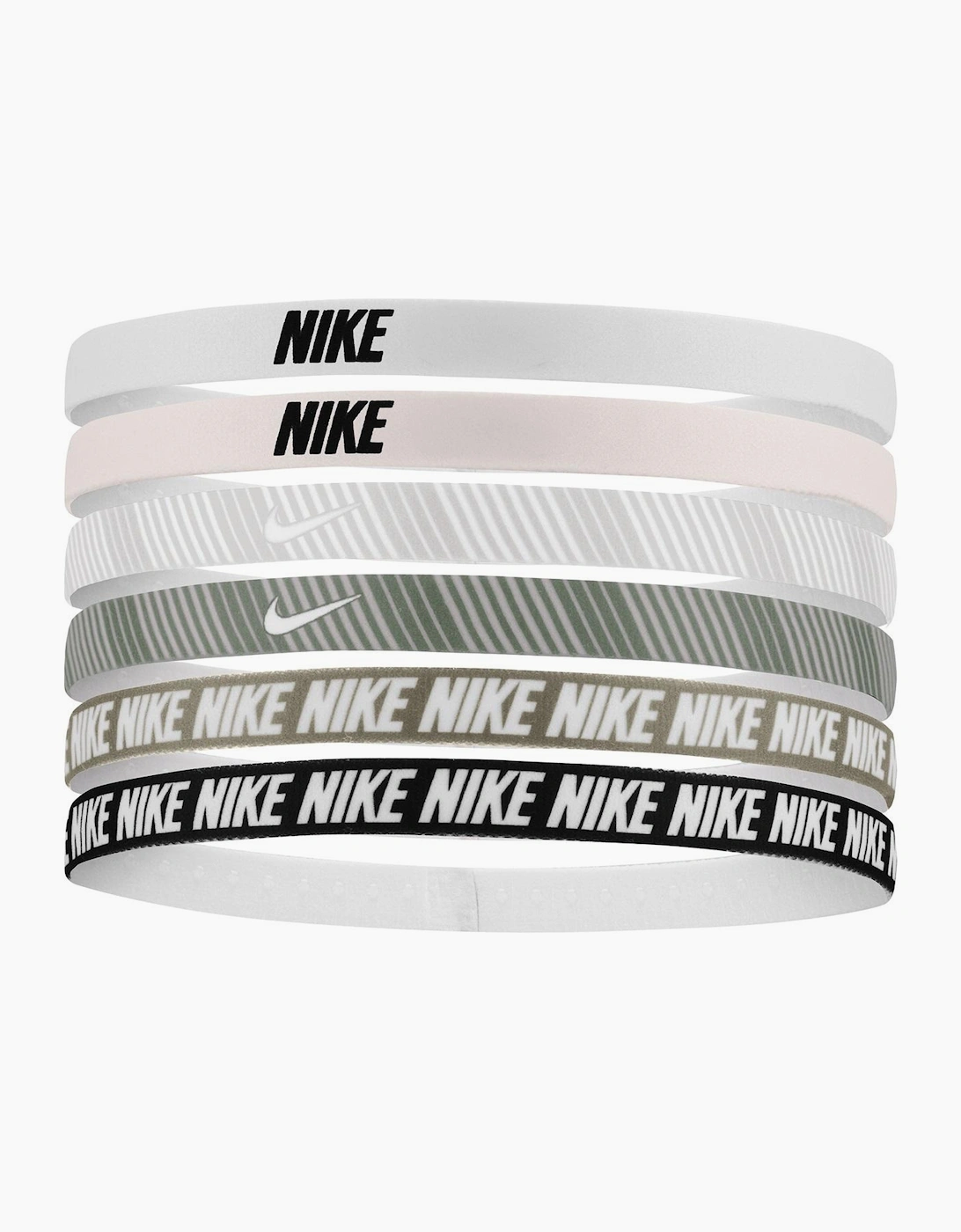 Nike Men's White/Multi Classic Printed Flexible Hairband (Pack Of 6) - Size: One Size