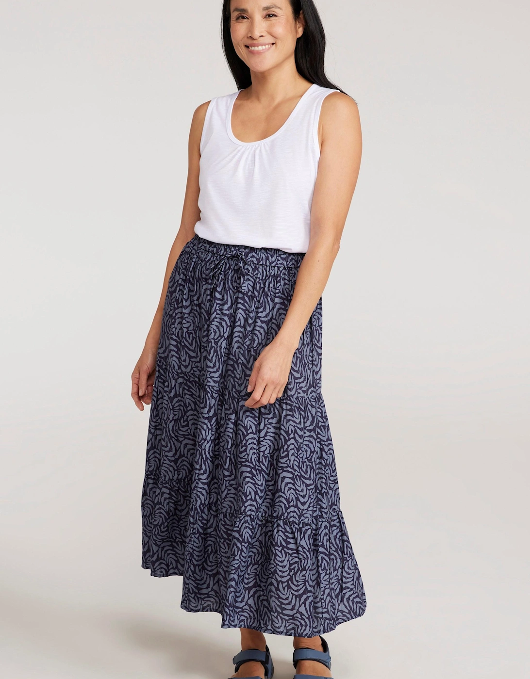 Mountain Warehouse Women's Navy / Palermo Tiered Midi Skirt  10 Size 10 Uk