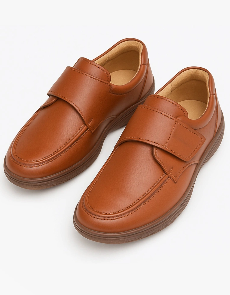 KAIL Mens Faux Leather Touch Fasten Bar Loafers Tan