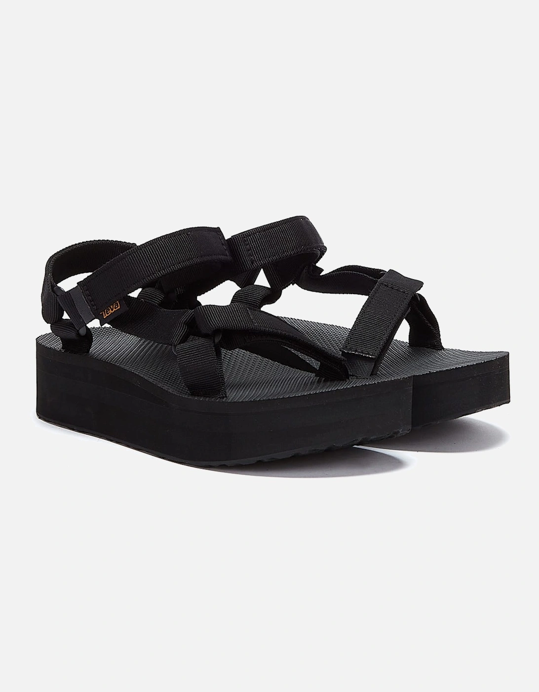 Womens Black Flatform Universal Sandals, 8 of 7