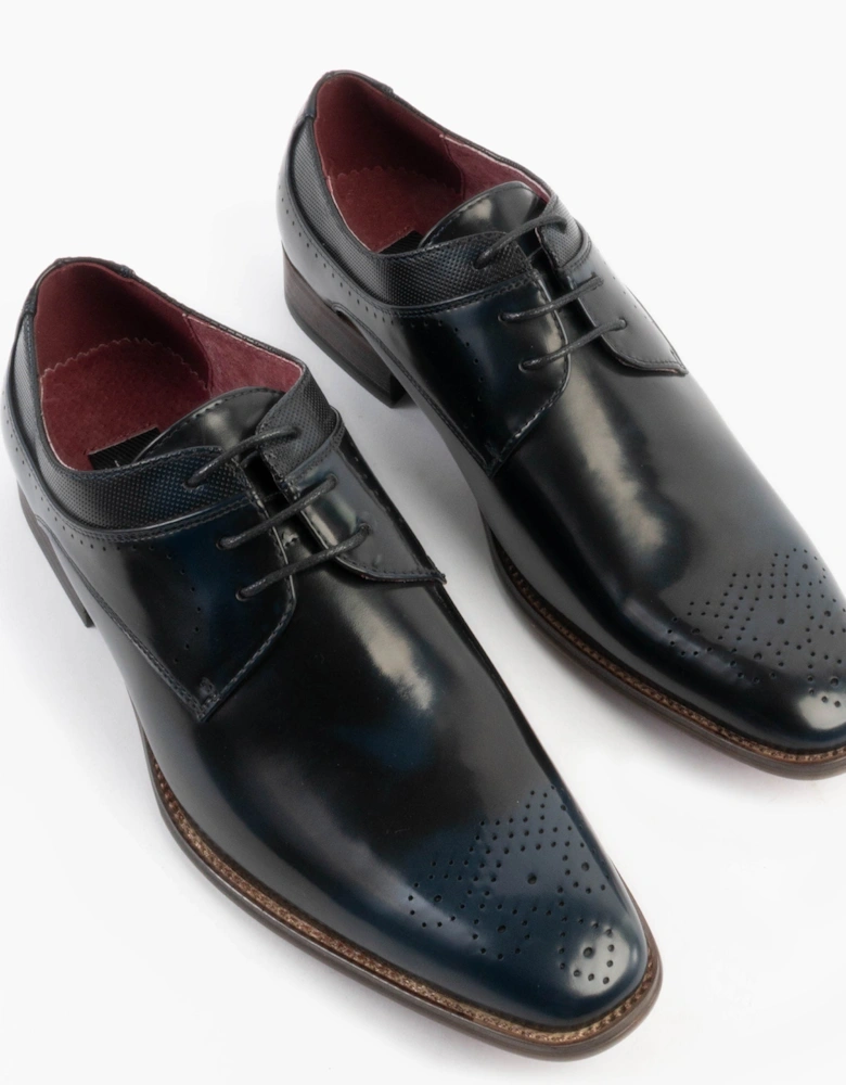 HARVEY Mens Hi-Shine Gibson Shoes Navy