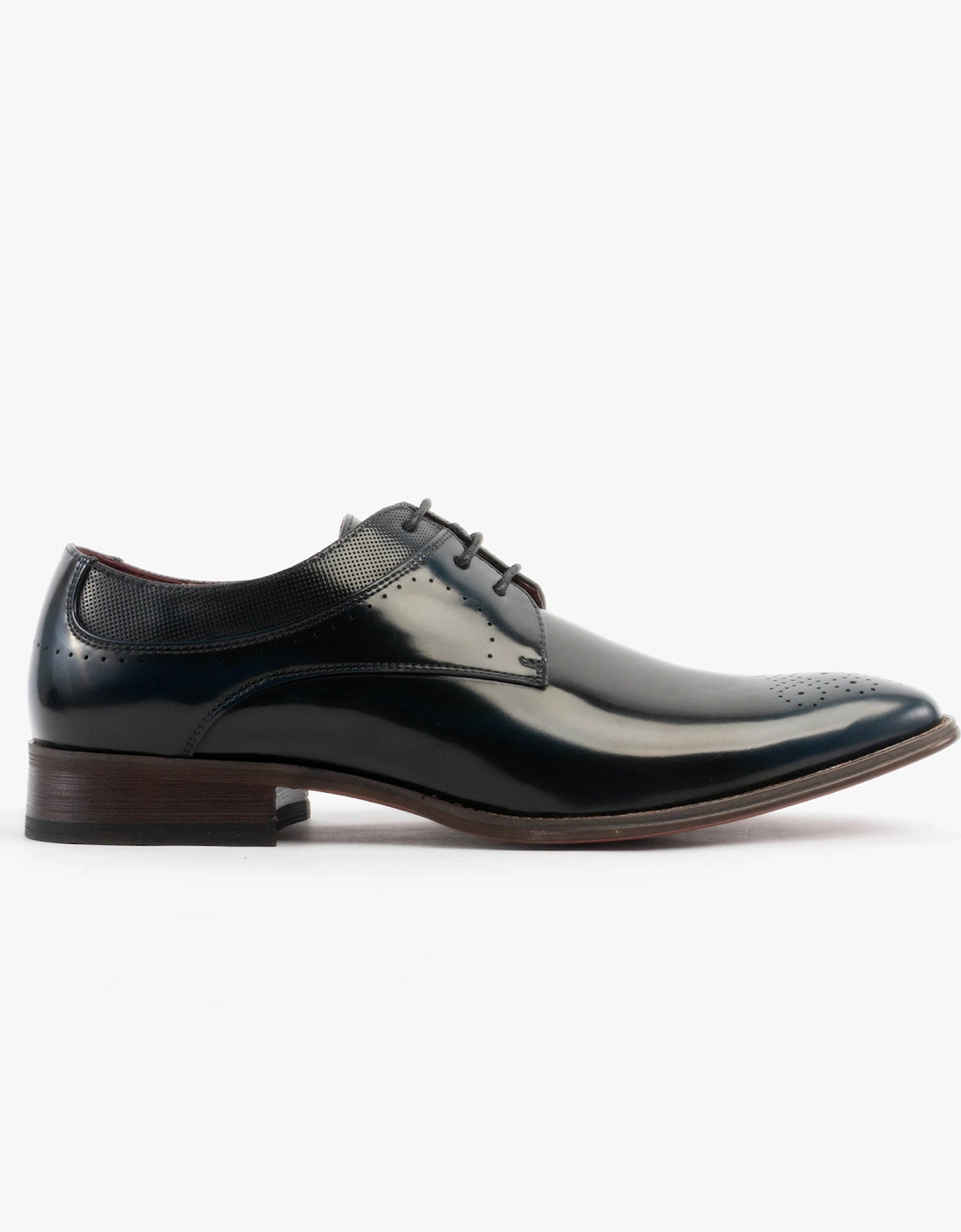 HARVEY Mens Hi-Shine Gibson Shoes Navy, 5 of 4