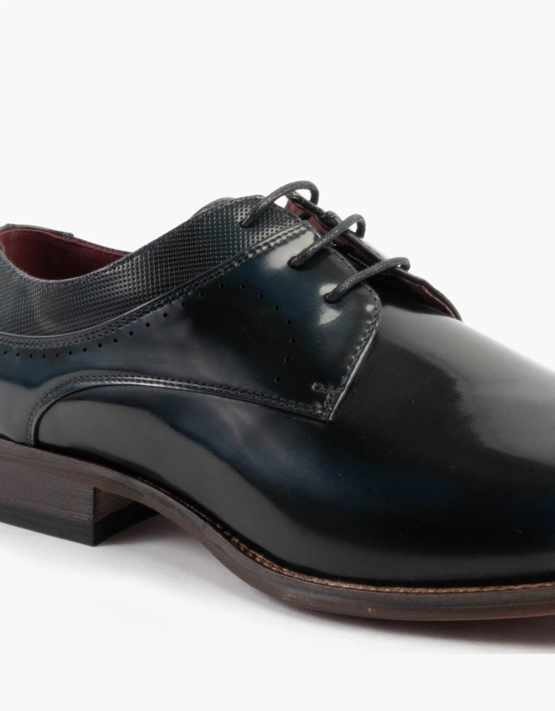 HARVEY Mens Hi-Shine Gibson Shoes Navy