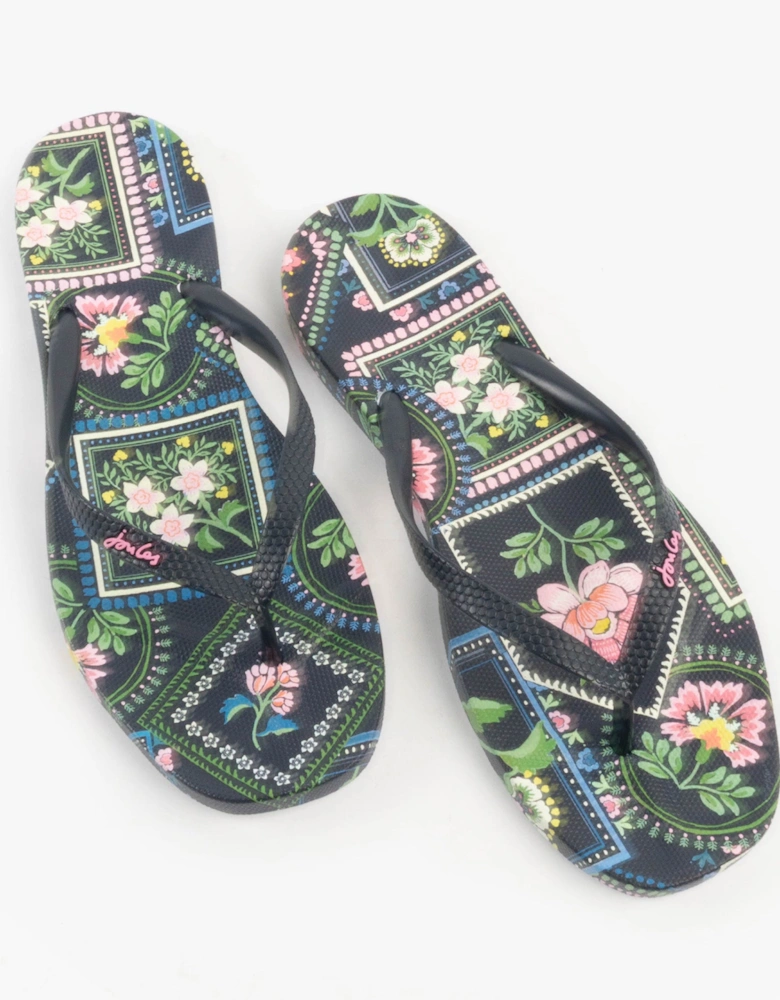 SUNVALE Womens Flip Flops Navy Mosaic Floral