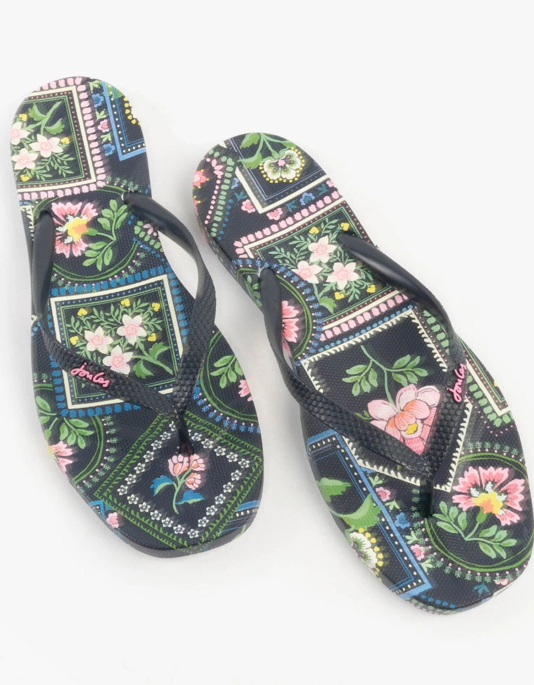 SUNVALE Womens Flip Flops Navy Mosaic Floral