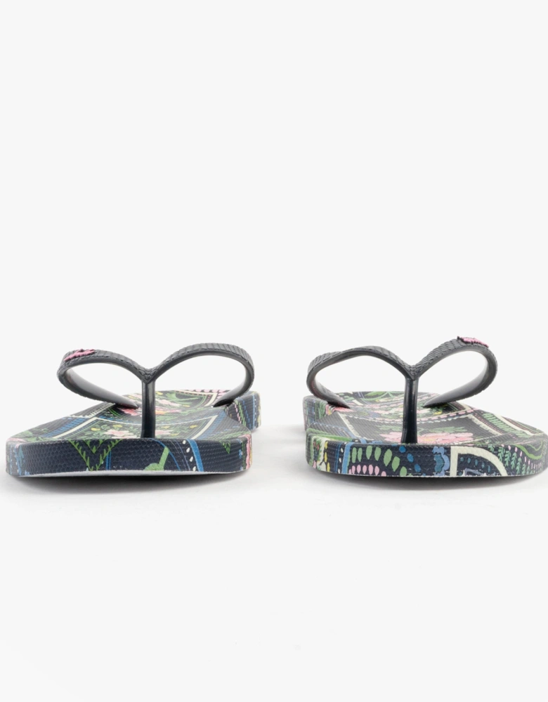 SUNVALE Womens Flip Flops Navy Mosaic Floral