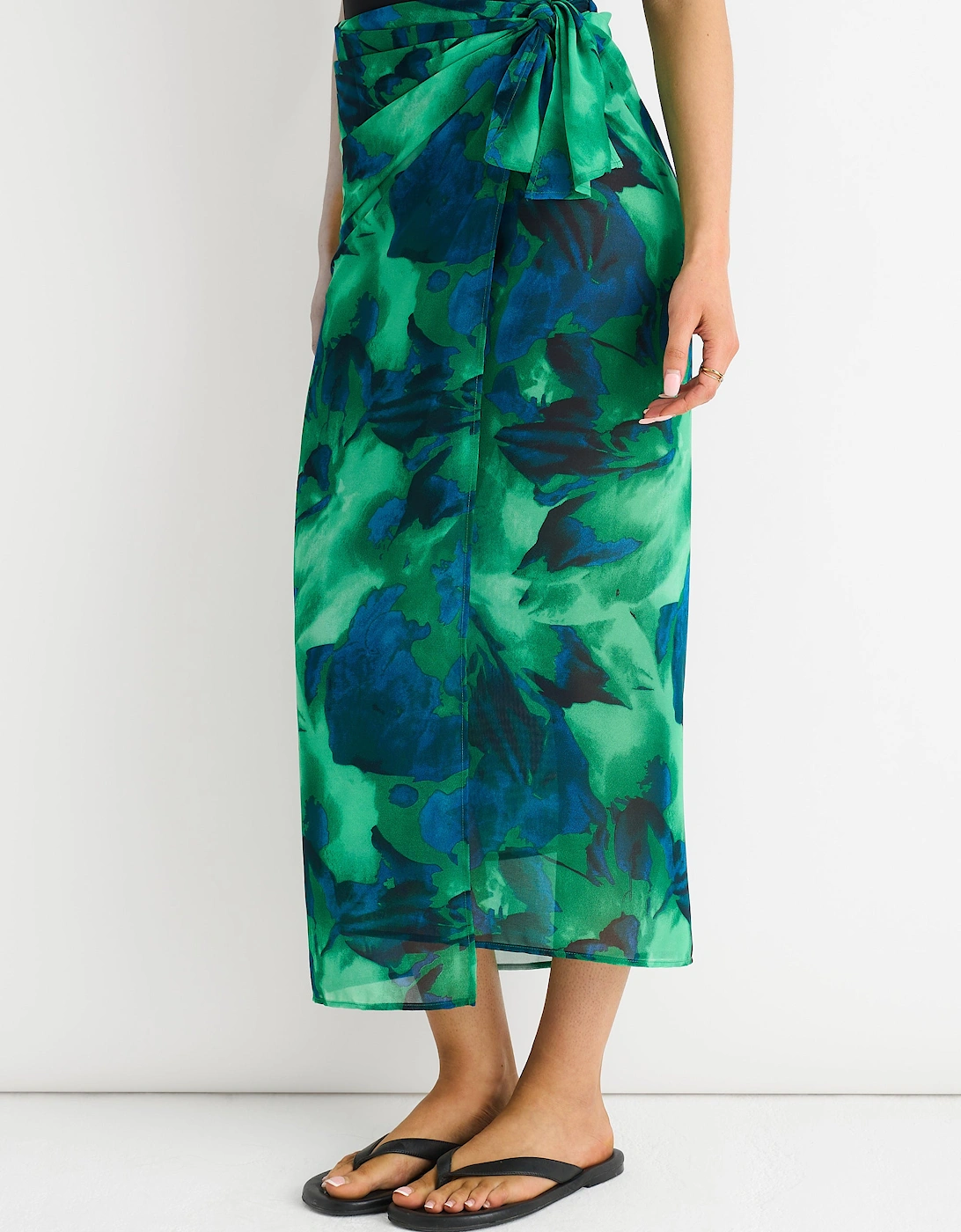 Green Watercolour Floral Multiway Beach Sarong