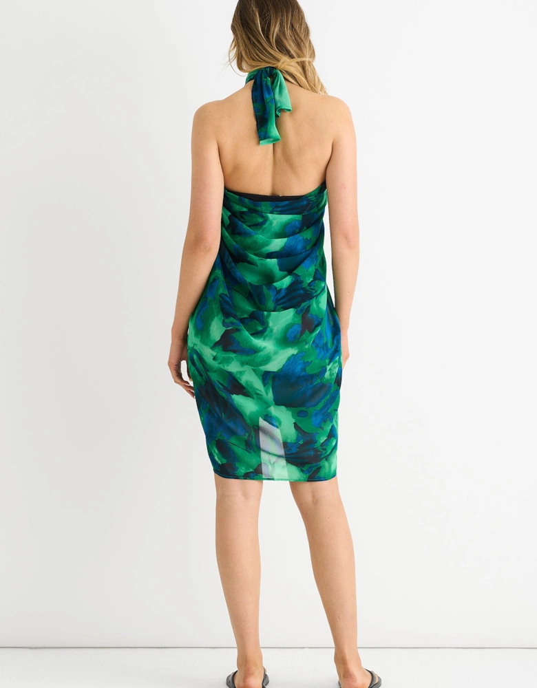 Green Watercolour Floral Multiway Beach Sarong