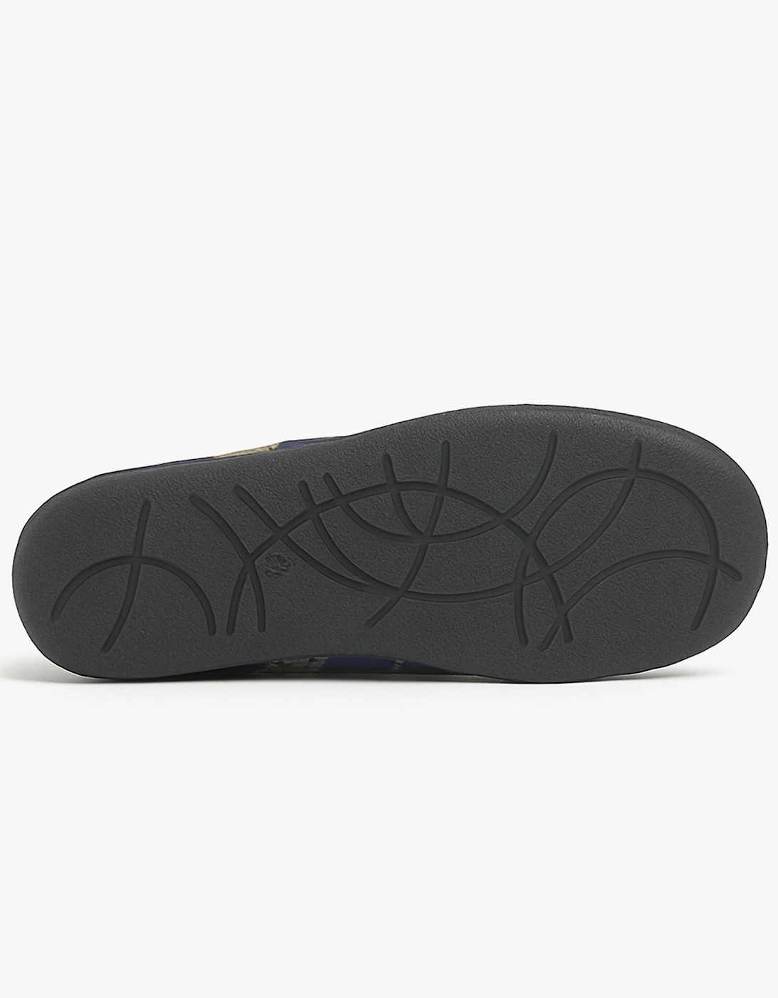 FABIAN Mens Check Textile Mule Slippers Navy
