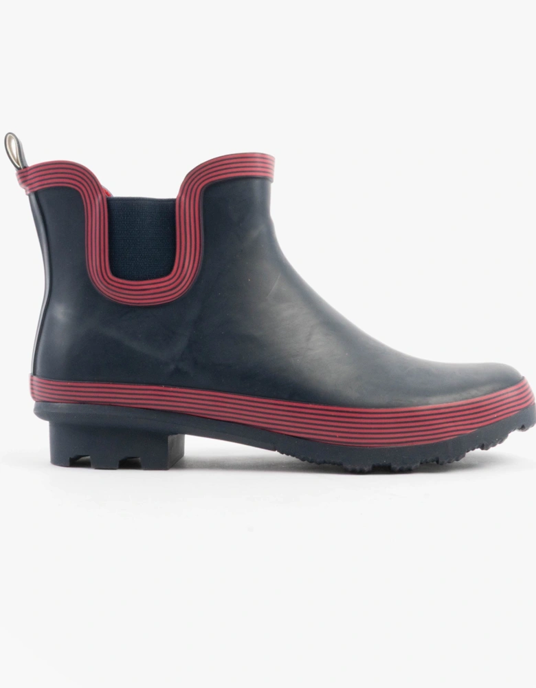 Stormwells W407C Womens Rubber Ankle Wellington Boots Navy/Red