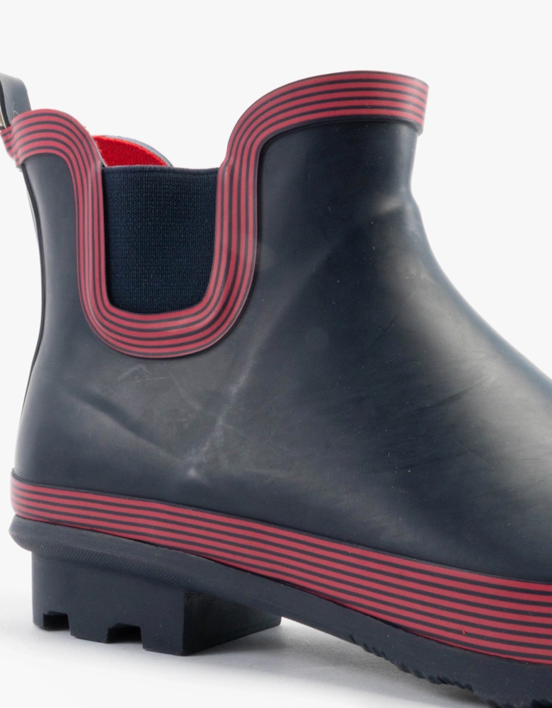 Stormwells W407C Womens Rubber Ankle Wellington Boots Navy/Red