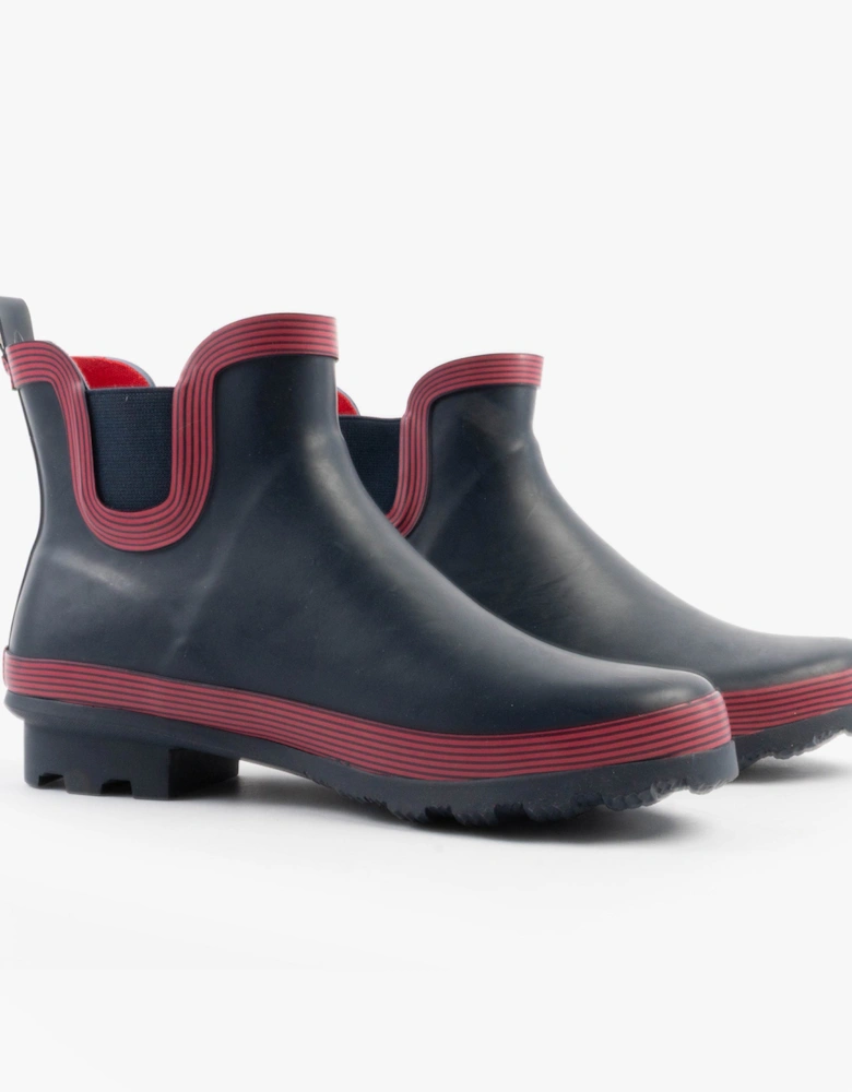 Stormwells W407C Womens Rubber Ankle Wellington Boots Navy/Red