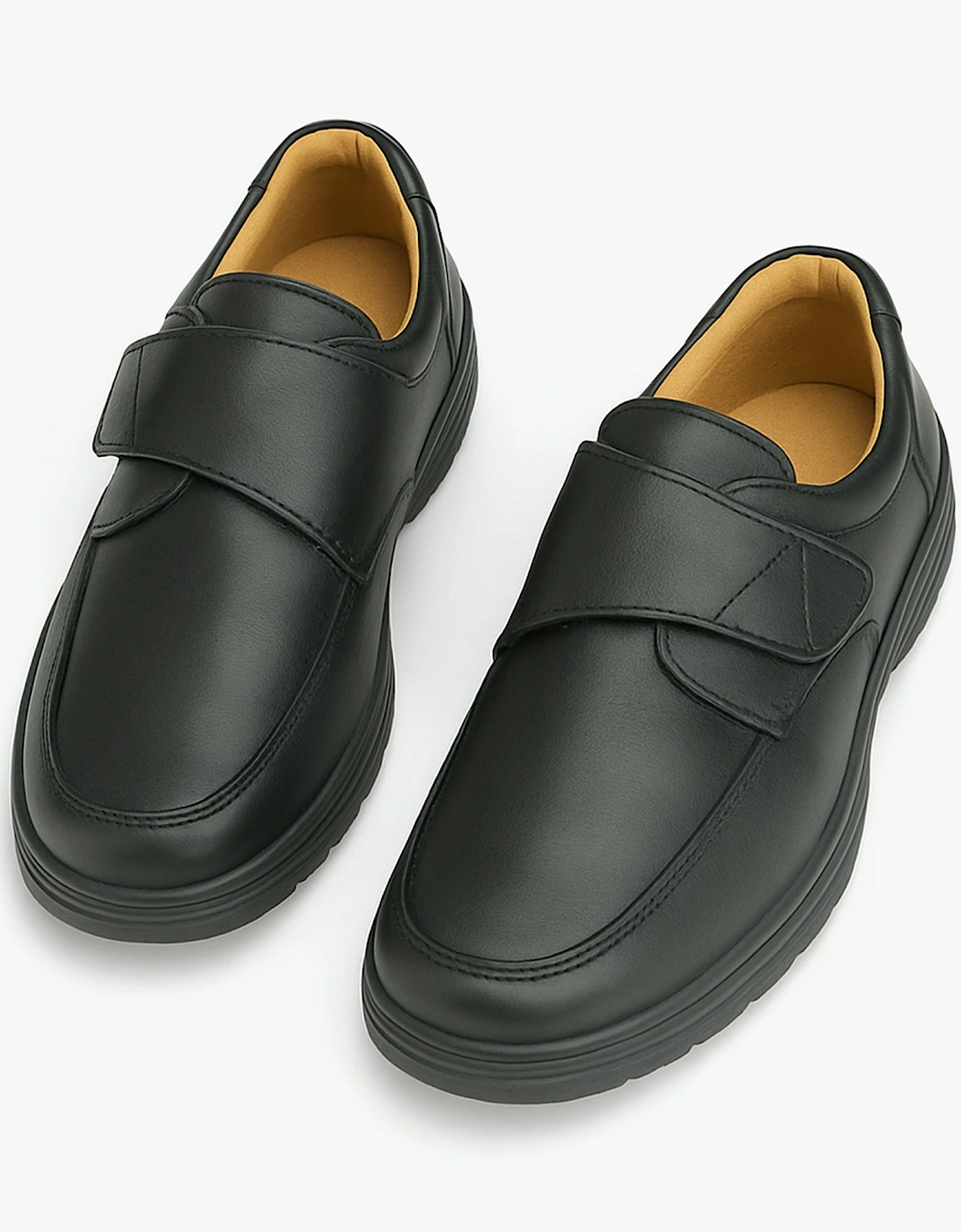 BARNEY Mens Faux Leather Touch Fasten Shoes Black, 5 of 4