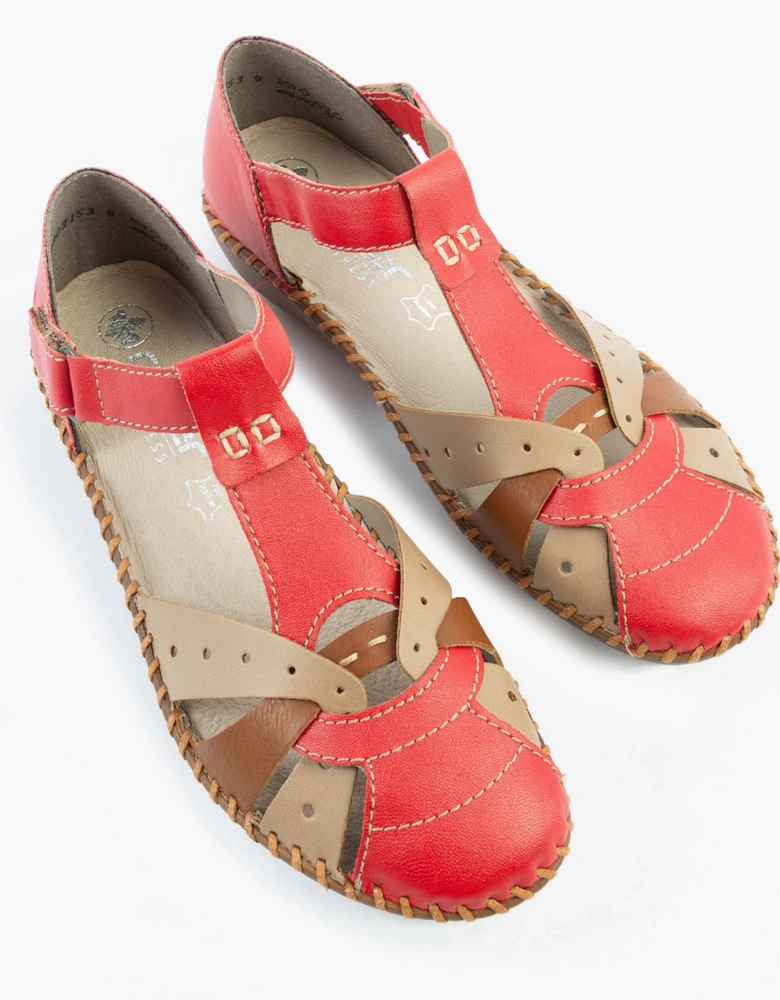M1655-33 Womens Sandals Red Combination