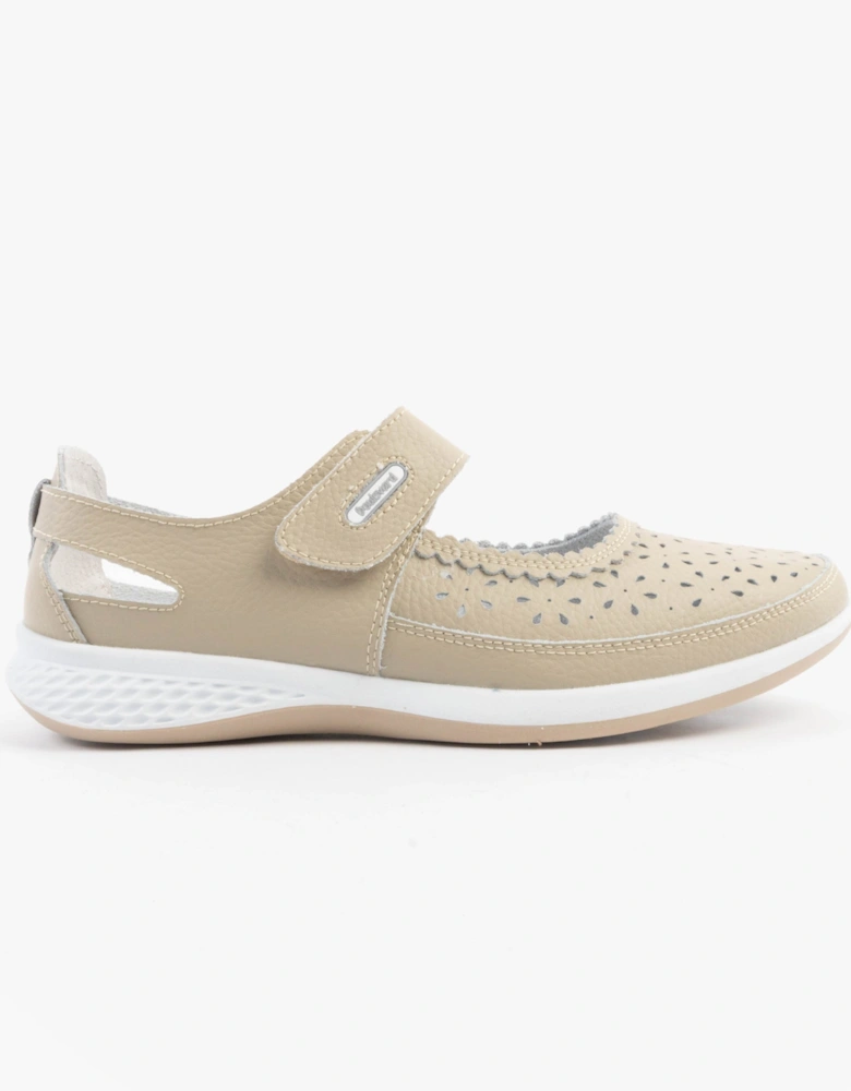 DORRIT Womens Action Leather Wide Fit Shoes Beige