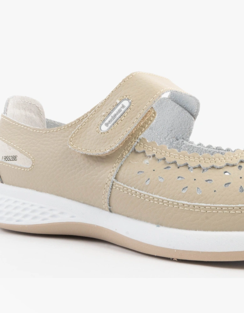 DORRIT Womens Action Leather Wide Fit Shoes Beige