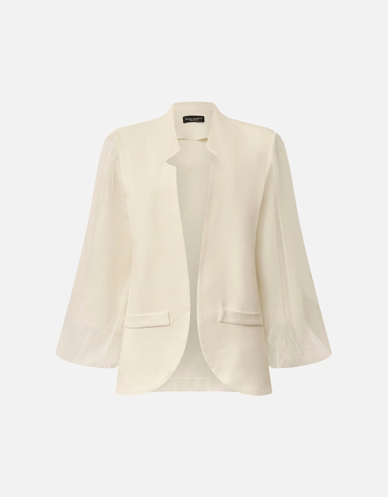 Tulle Sleeve White Blazer