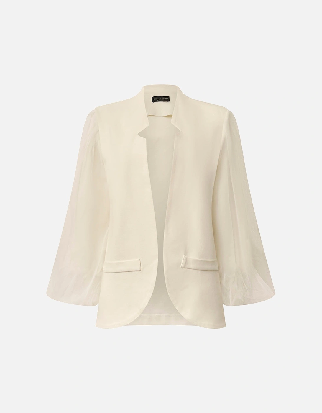 Tulle Sleeve White Blazer
