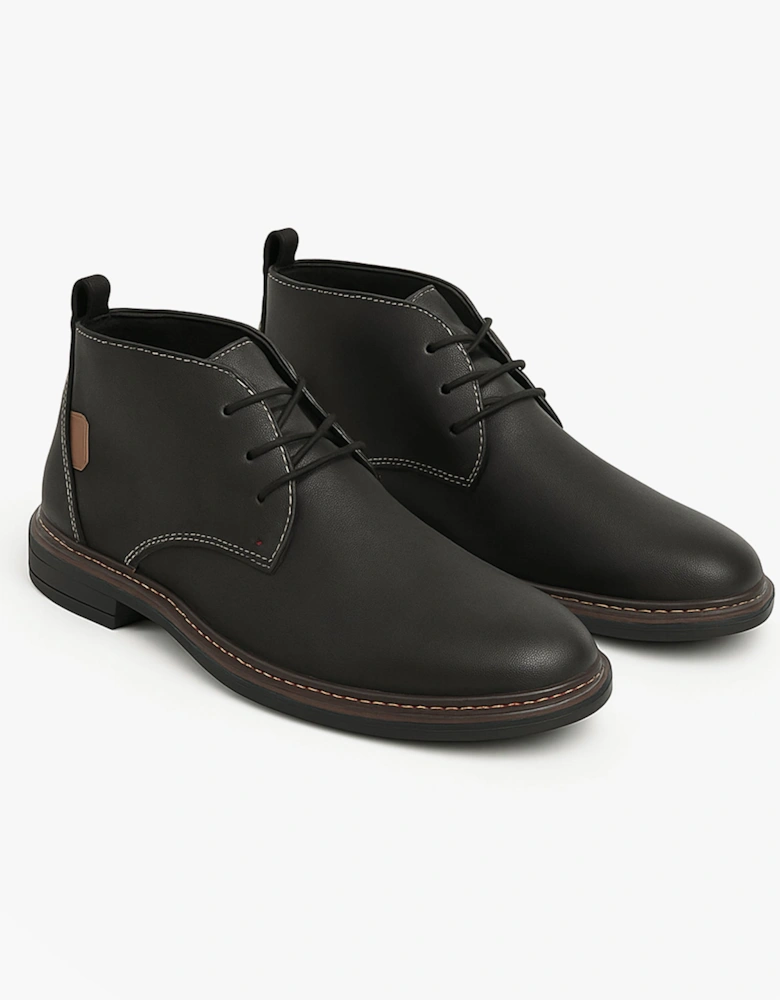 CALEB Mens Nubuck Chukka Boots Black