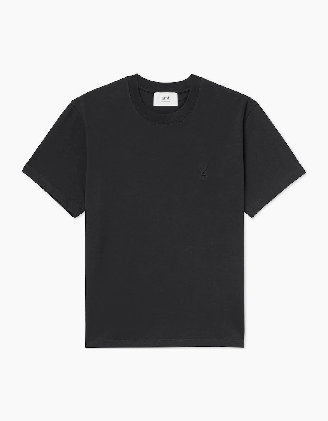 Ami Paris Men's Black Back 'Ami De Coeur' Logo-Embossed Cotton T-Shirt  36 S