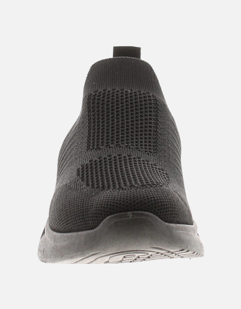 Womens Chunky Trainers Knit Effect Sky Slip On black UK Size