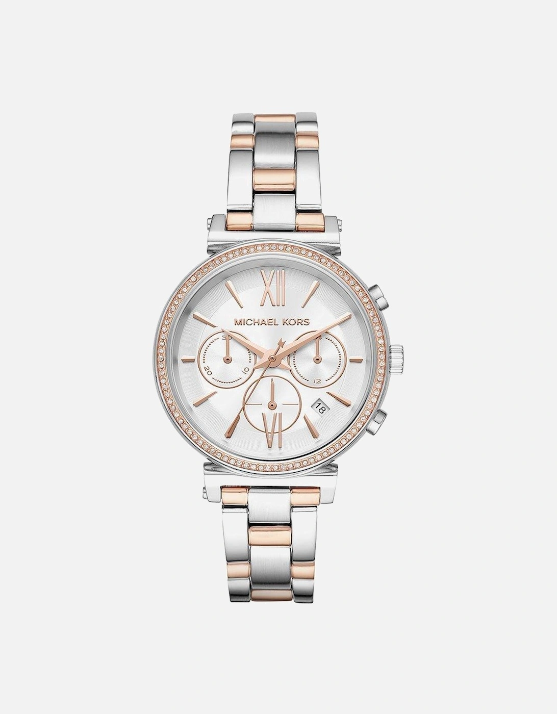 Michael Kors Women's White Mk6558 Sofie Rose Gold Tone Watch Medium
