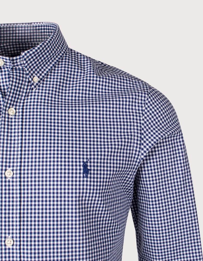 Slim Fit Gingham Stretch Poplin Shirt
