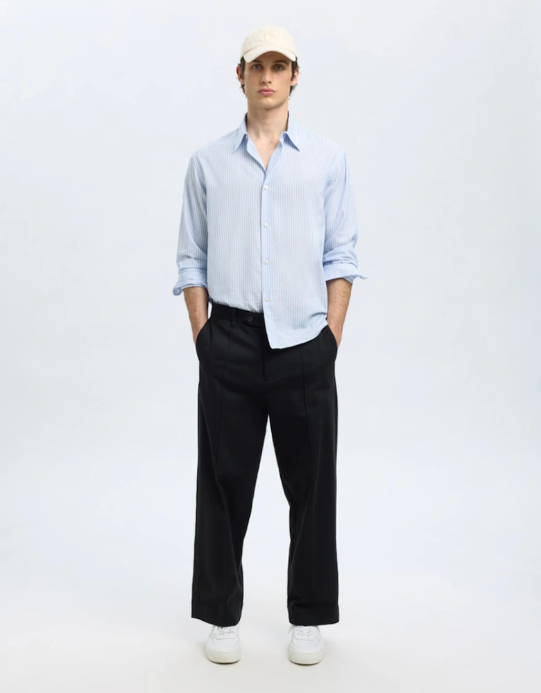 Homme Kevin Mix Long Sleeve Shirt Light Blue Stripes