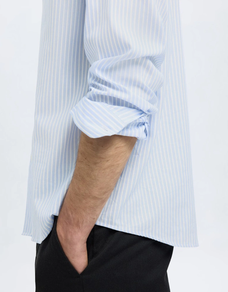 Homme Kevin Mix Long Sleeve Shirt Light Blue Stripes