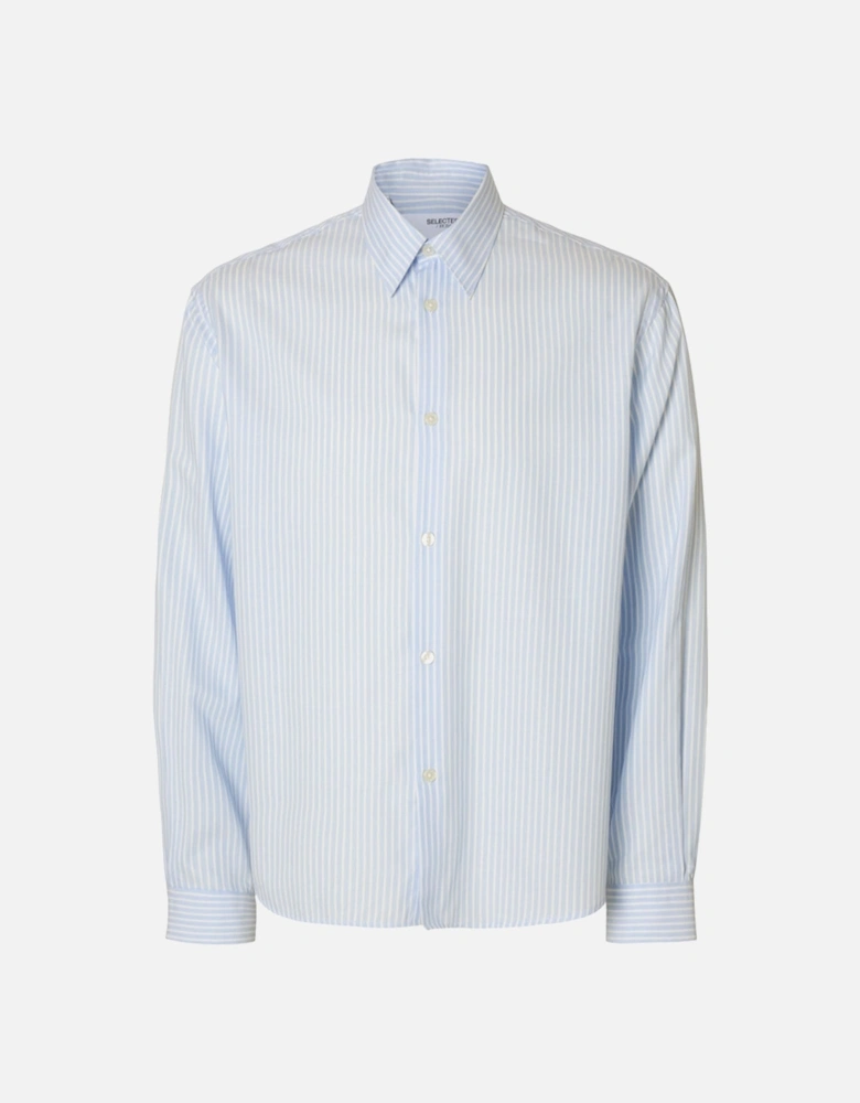 Homme Kevin Mix Long Sleeve Shirt Light Blue Stripes