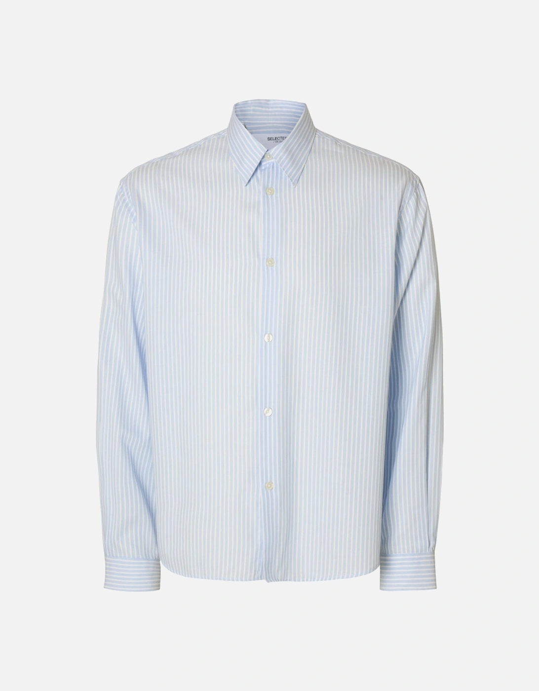 Homme Kevin Mix Long Sleeve Shirt Light Blue Stripes