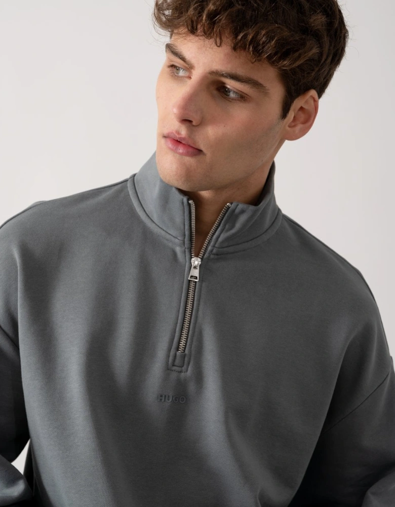 HUGO Durty244 Mens 1/4 Zip Sweatshirt - Open Grey 086