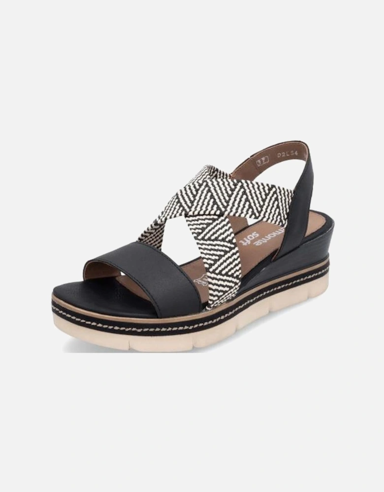 Ladies sandal D2L54-03 in Black combi