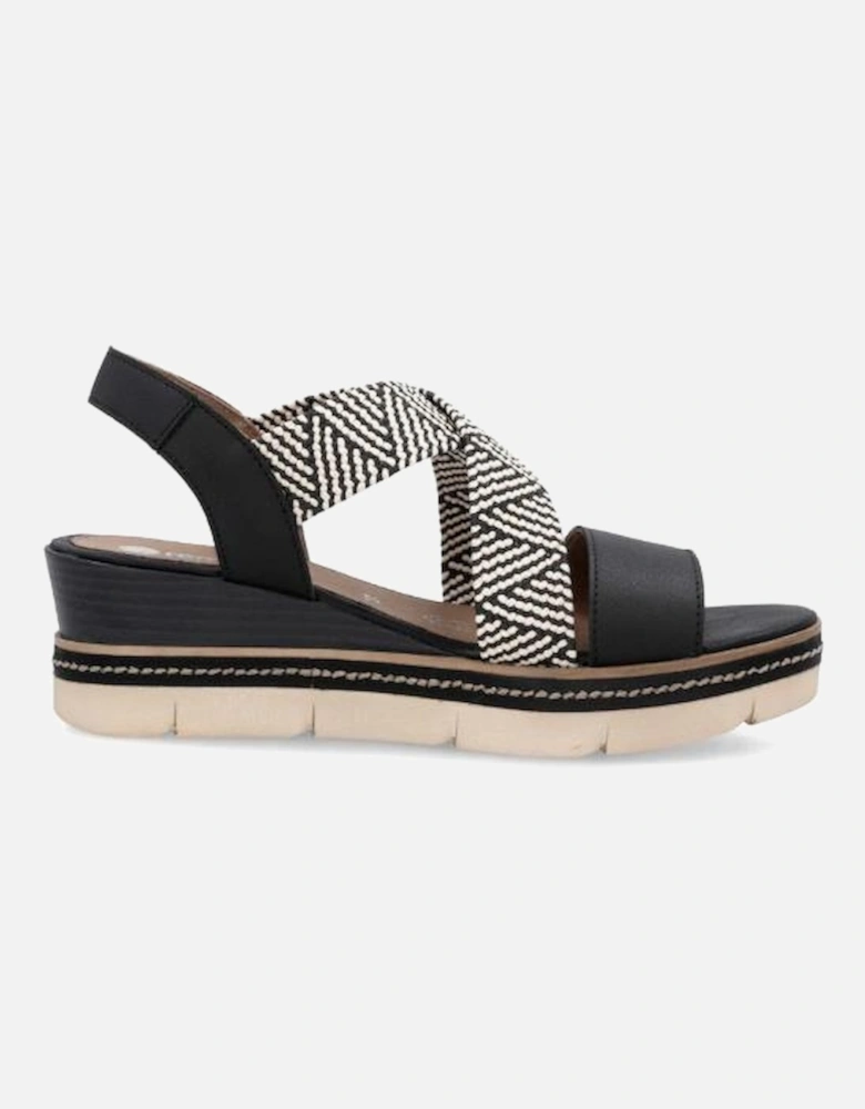 Ladies sandal D2L54-03 in Black combi