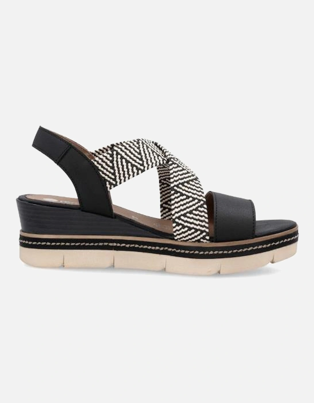 Ladies sandal D2L54-03 in Black combi