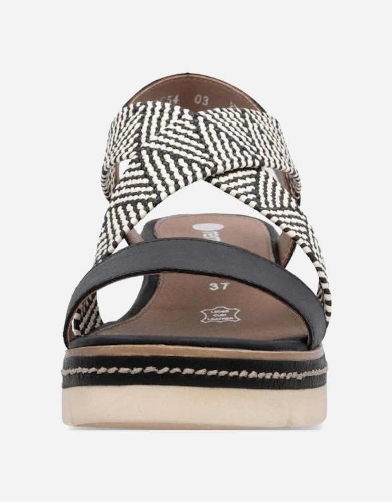 Ladies sandal D2L54-03 in Black combi